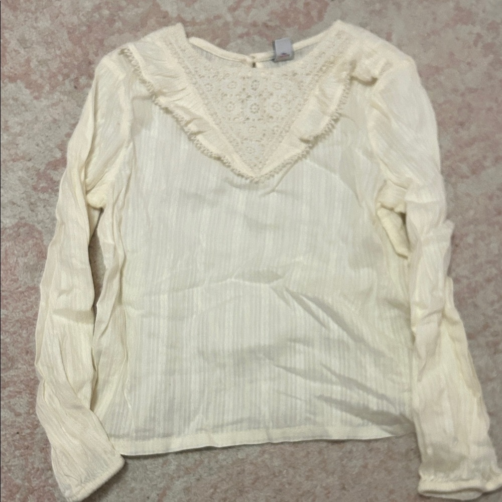 Girls Old Navy Cream Ruffle Blouse